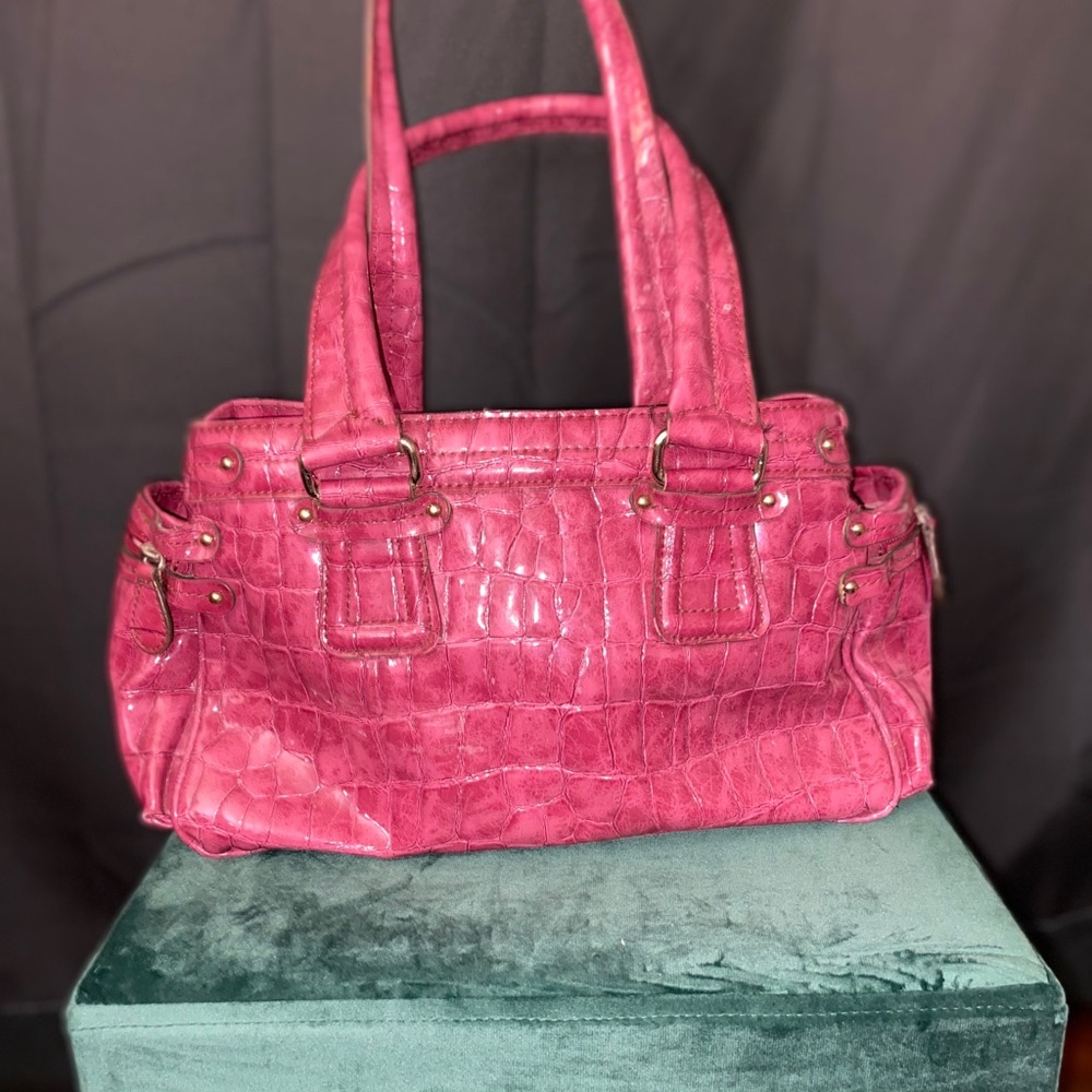 Hot Pink Patent Croc Handbag